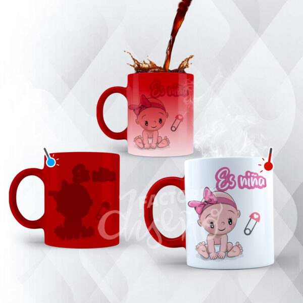 Taza personalizada babyshower es niña, taza baby shower es niña, taza personalizada puebla, taza mágica es niña